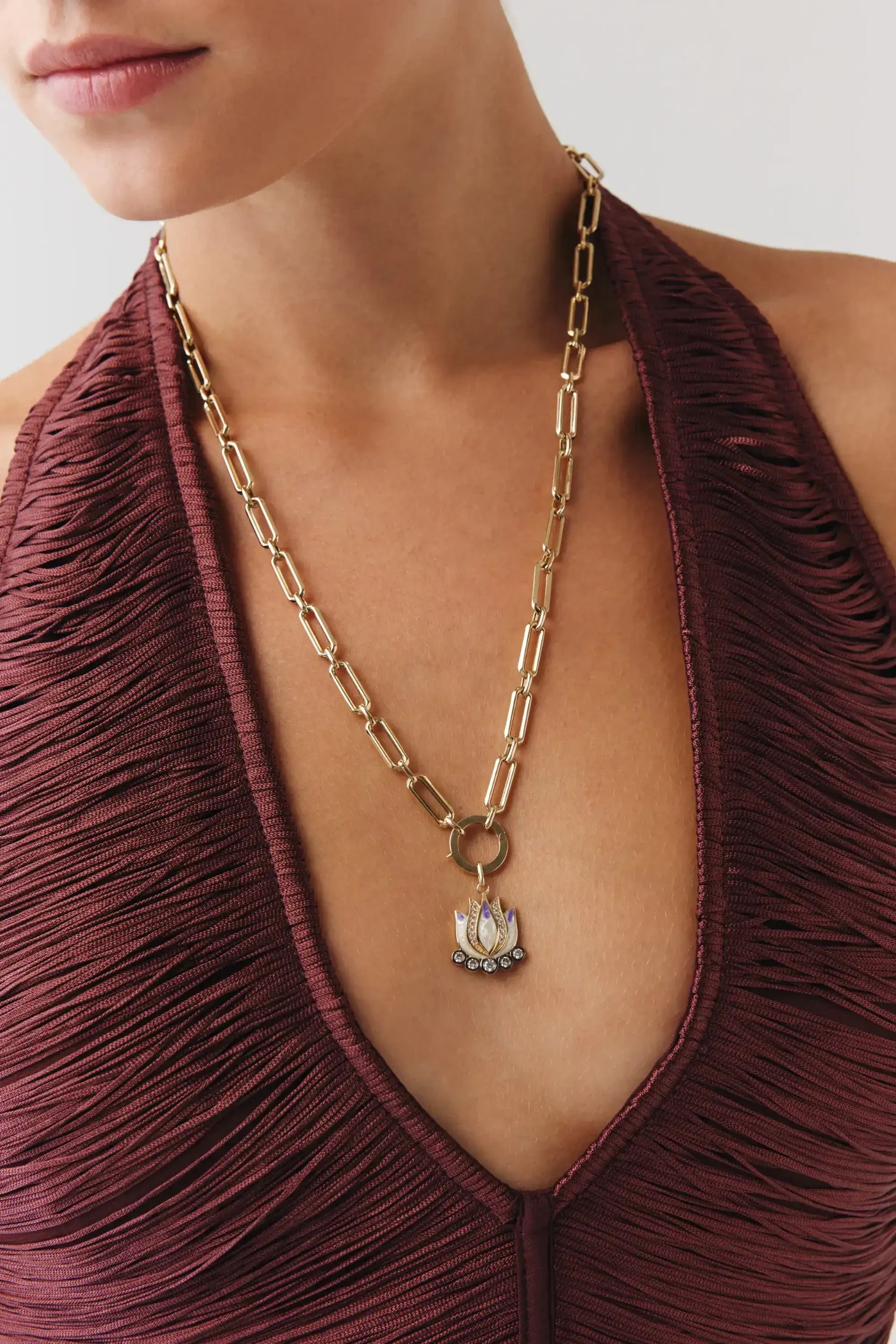 Mor Lotus Charm Kolye