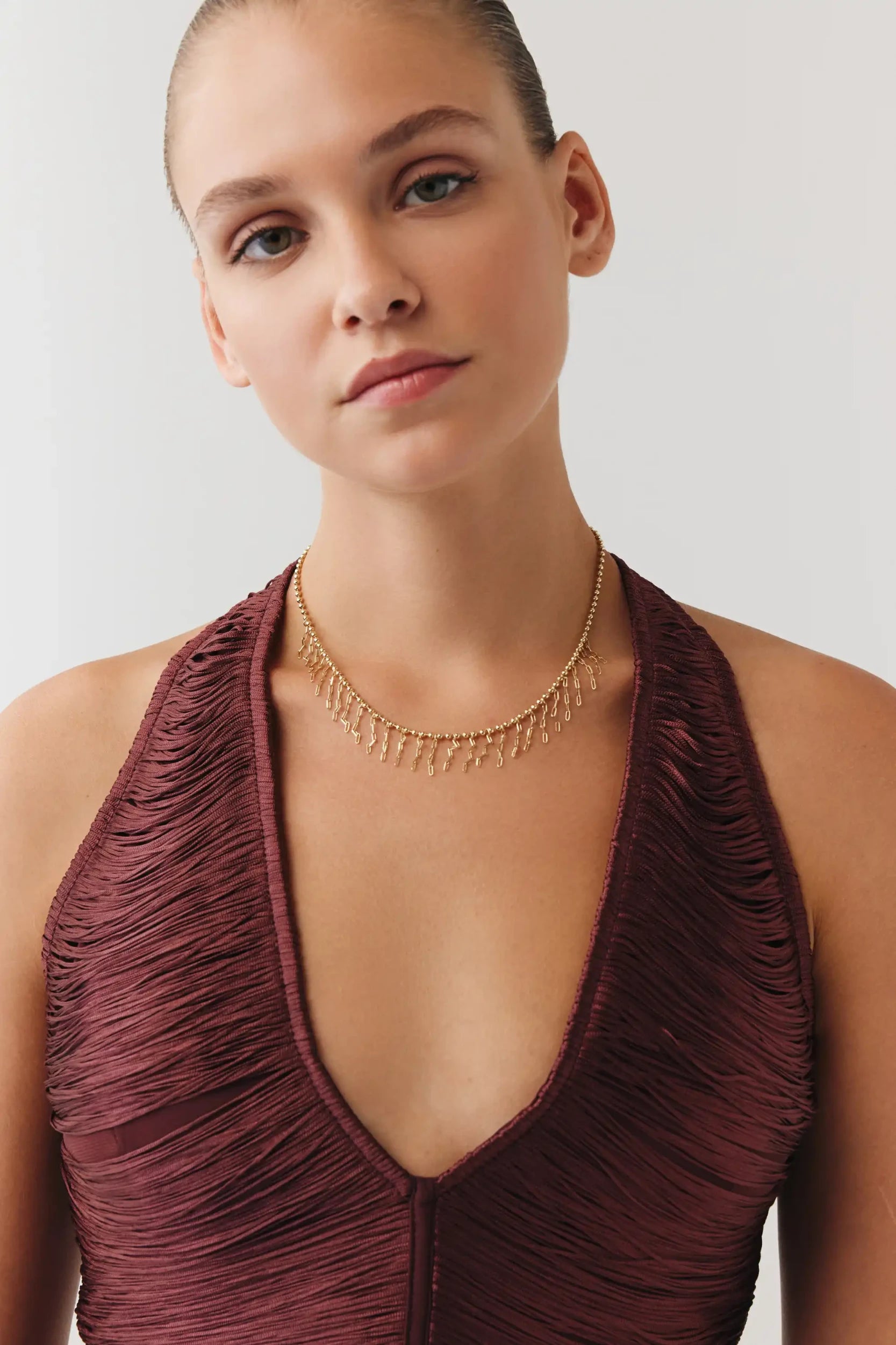 Bakla Zincir Detaylı Shakira Kolye