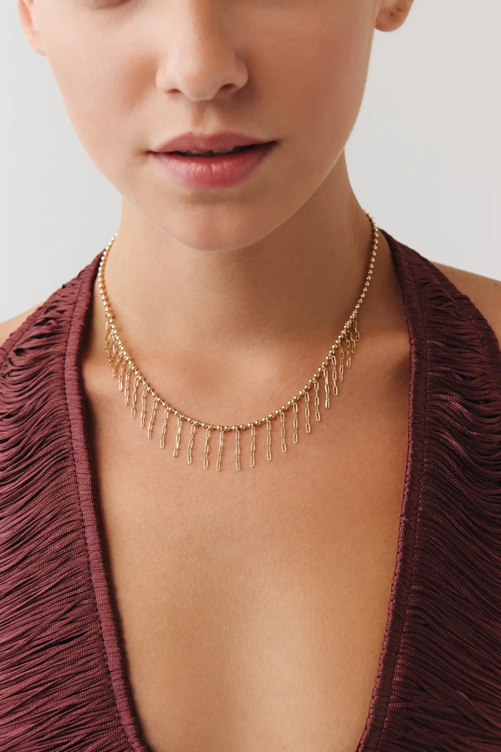 Bakla Zincir Detaylı Shakira Kolye