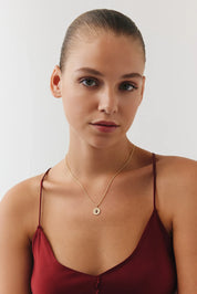 Oval Kahve Taşlı Madalyon Uçlu Kolye