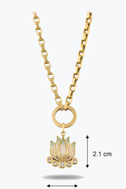 Altın Mavi Lotus Charm Kolye
