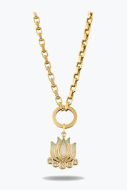 Altın Mavi Lotus Charm Kolye