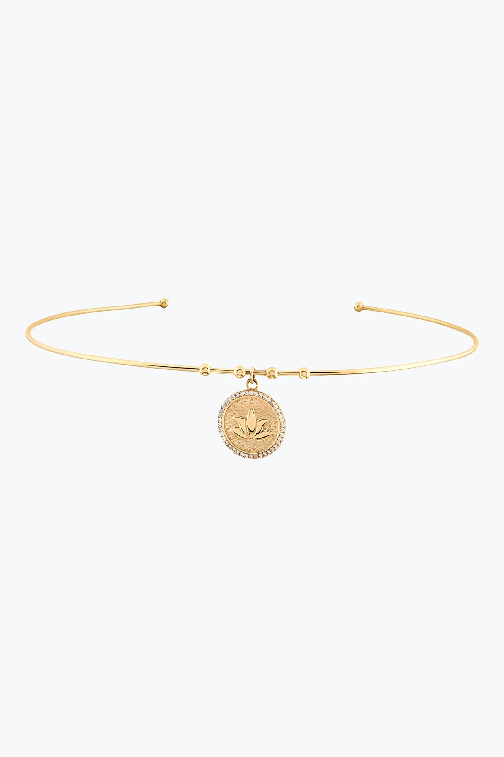 Taşlı Lotus Uç Tel Choker