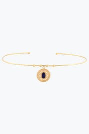 Oval Lacivert Taşlı Madalyon Uç Tel Choker