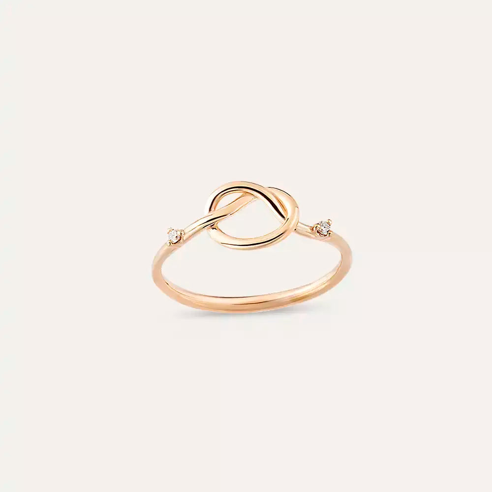 0.02 CT Düğüm Pırlanta Taşlı Rose Altın Yüzük