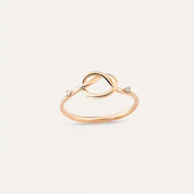 0.02 CT Düğüm Pırlanta Taşlı Rose Altın Yüzük