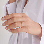 Knot Pırlanta Taşlı Rose Altın Yüzük