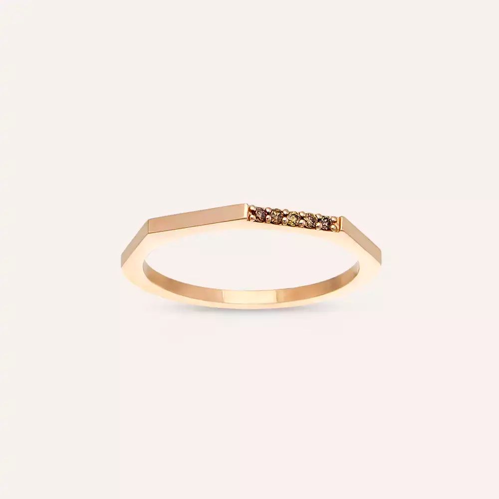 0.05 CT Brown Pırlanta Taşlı Rose Altın Yüzük