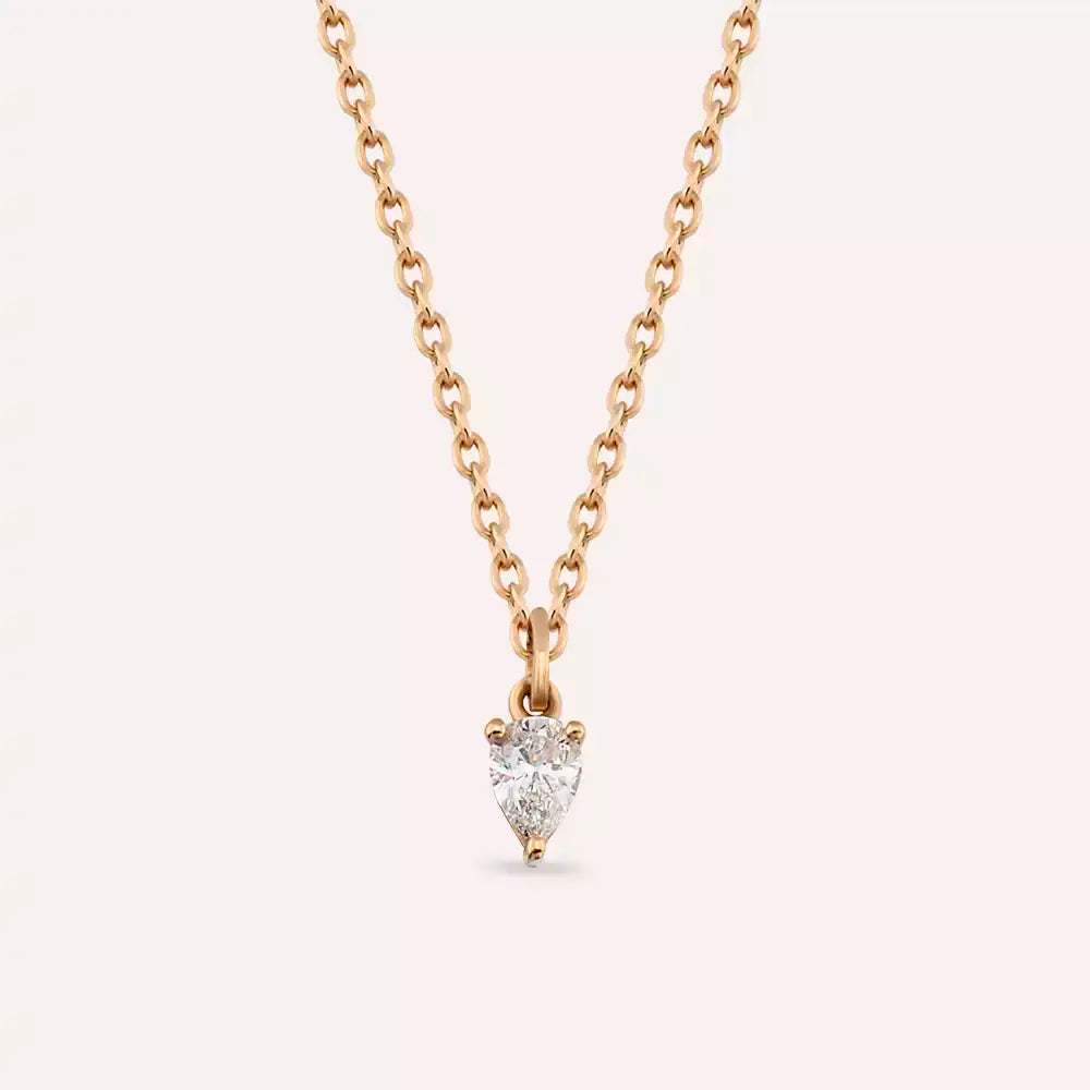 0.06 CT Damla Kesim Pırlanta Taşlı Rose Altın Kolye