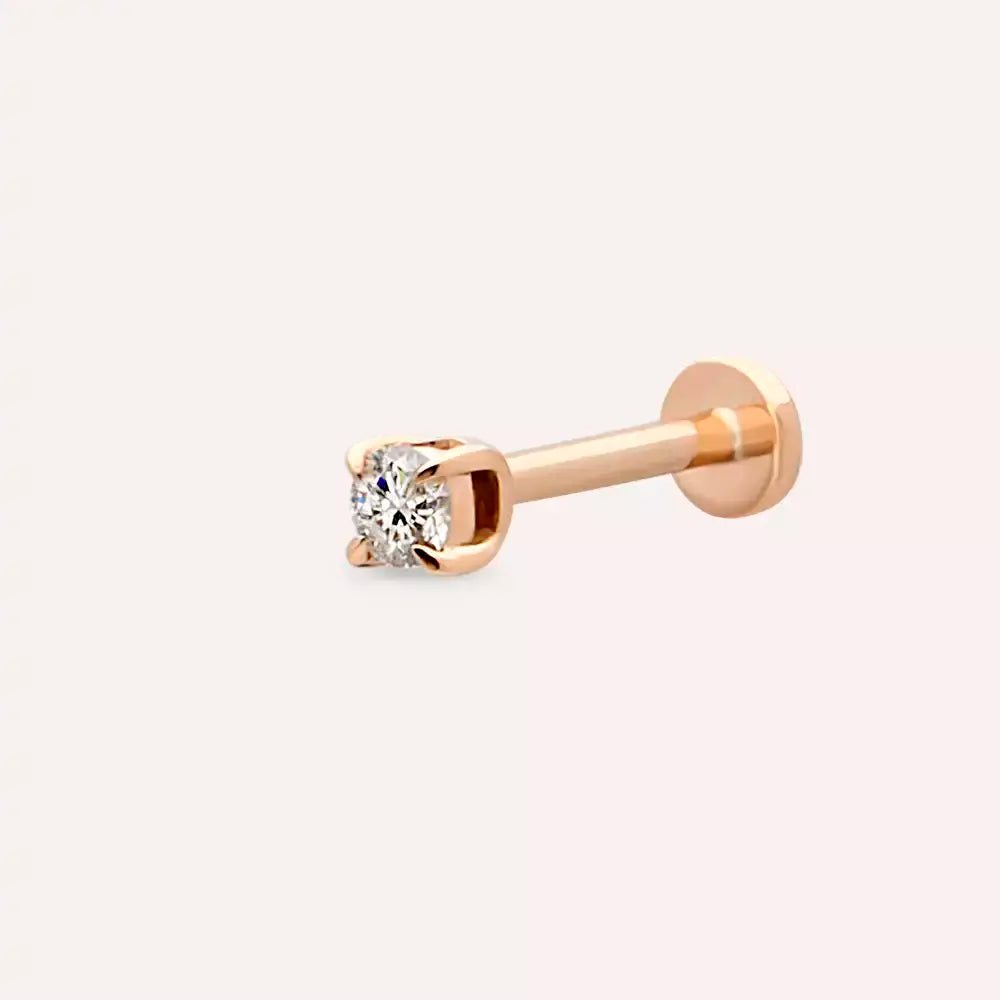 0.06 CT Pırlanta Rose Altın Tektaş Piercing