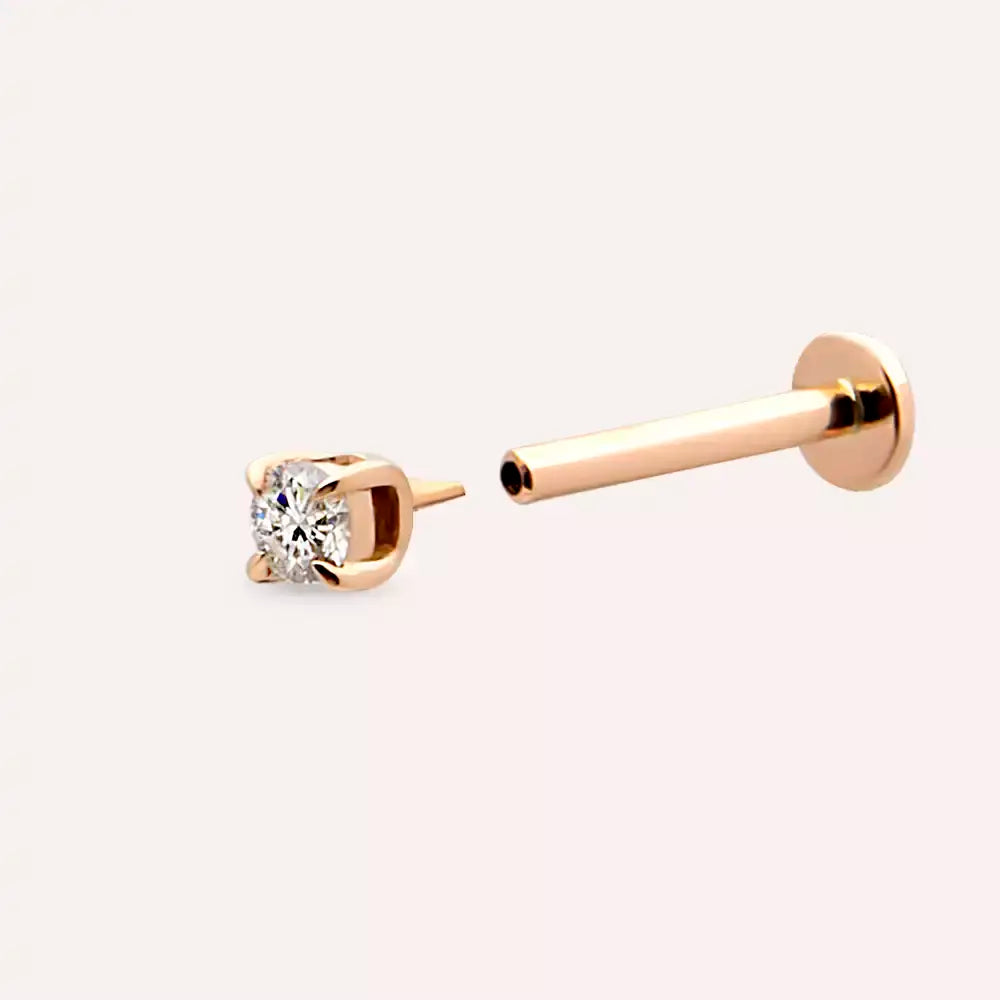 0.06 CT Pırlanta Rose Altın Tektaş Piercing
