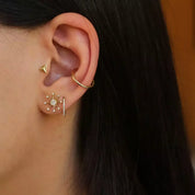 0.06 CT Pırlanta Taşı Sarı Altın Halka Piercing