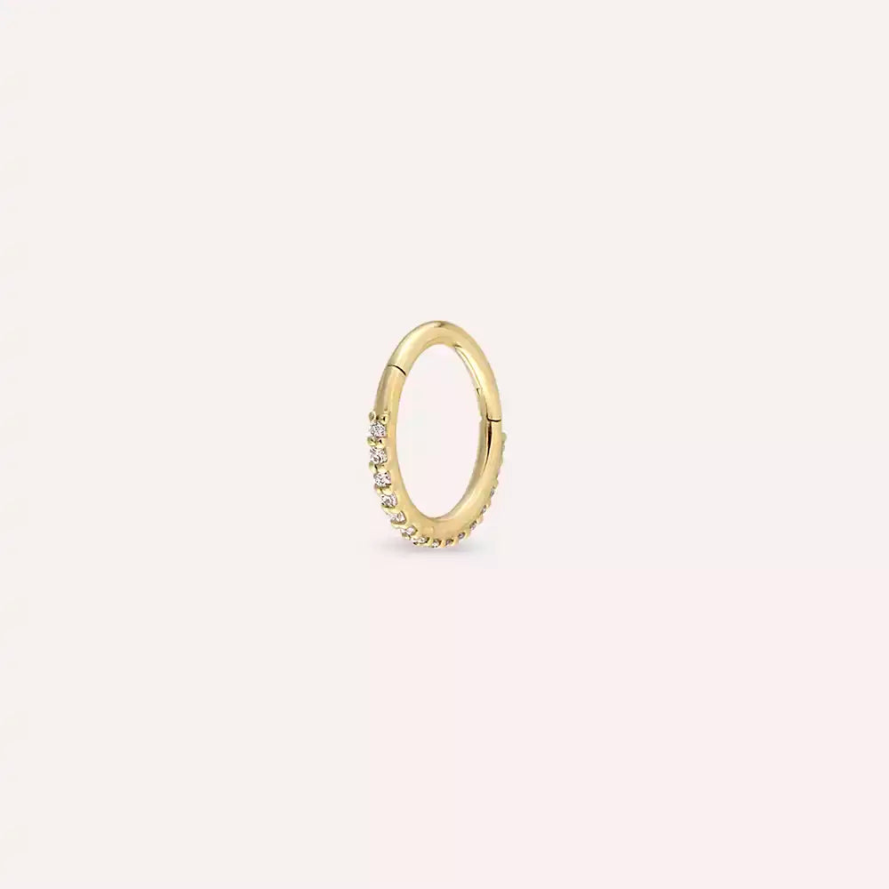 0.06 CT Pırlanta Taşı Sarı Altın Halka Piercing