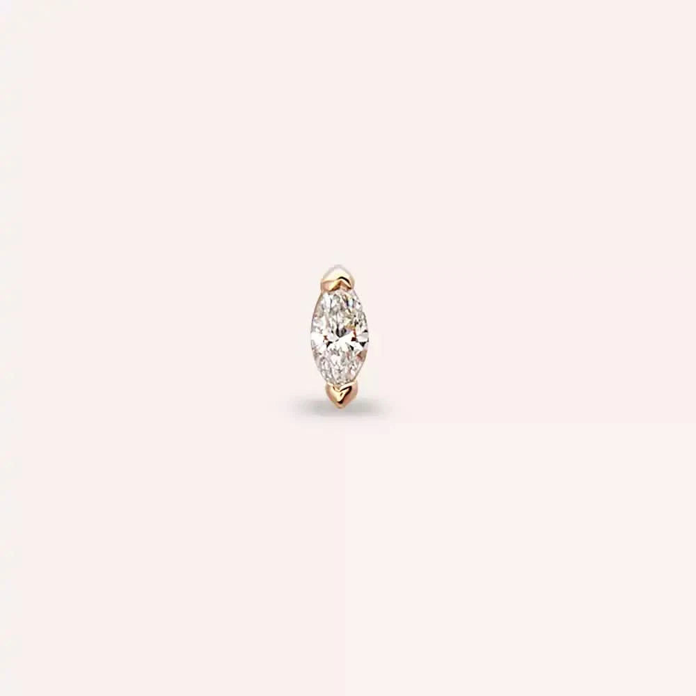 0.07 CT Markiz Kesim Pırlanta Taşlı Rose Altın Piercing