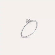 0.08 CT Baget Pırlanta Taşlı Beyaz Altın Minimal Yüzük