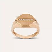 0.10 CT Pırlanta Taşlı Rose Altın Şövalye Yüzük