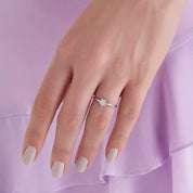 0.11 CT Baget Pırlanta Taşlı Beyaz Altın Minimal Yüzük