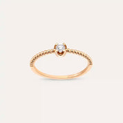 0.11 CT Pırlanta Taşlı Tektaş Rose Altın Yüzük