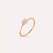 0.12 CT Baget Kesim Pırlanta Taşlı Rose Altın Yüzük