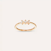 0.12 CT Baget Pırlanta Taşlı Minimal Rose Altın Yüzük