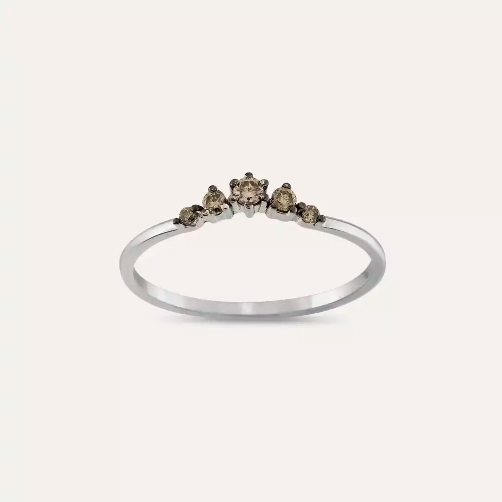 0.12 CT Beloved Brown Pırlanta Taşlı Beyaz Altın Yüzük