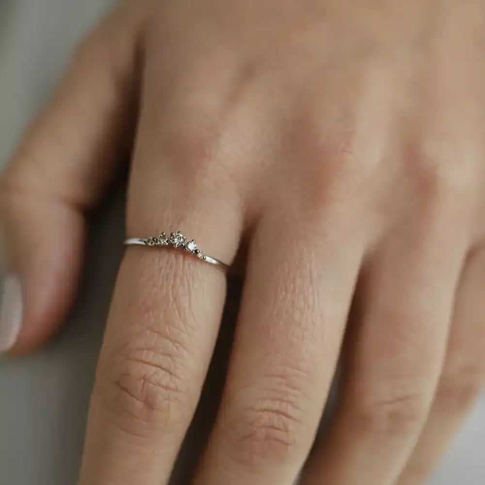 0.12 CT Beloved Brown Pırlanta Taşlı Beyaz Altın Yüzük