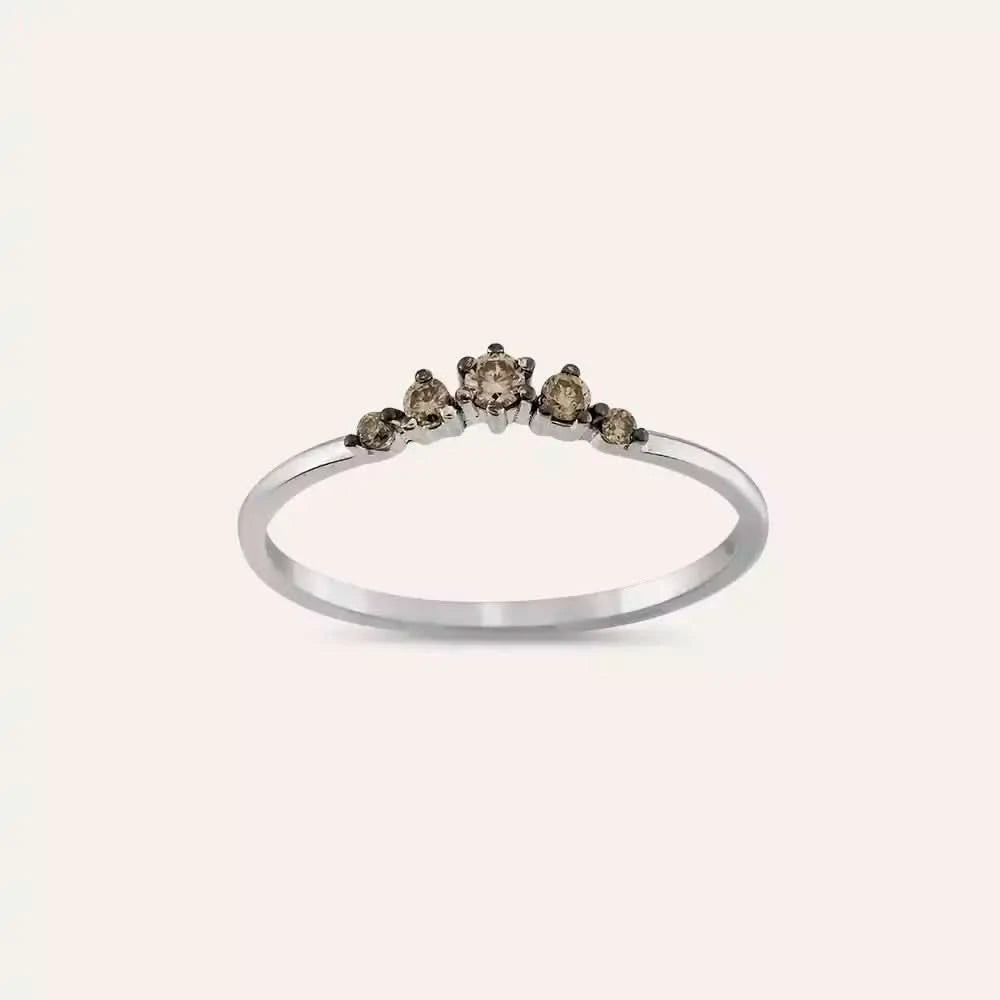 0.12 CT Beloved Brown Pırlanta Taşlı Beyaz Altın Yüzük