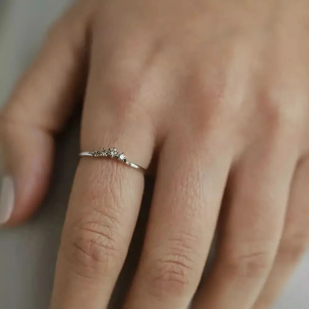 0.12 CT Beloved Brown Pırlanta Taşlı Beyaz Altın Yüzük