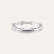 0.12 CT Pırlanta Taşlı Beyaz Altın Kemik Yüzük