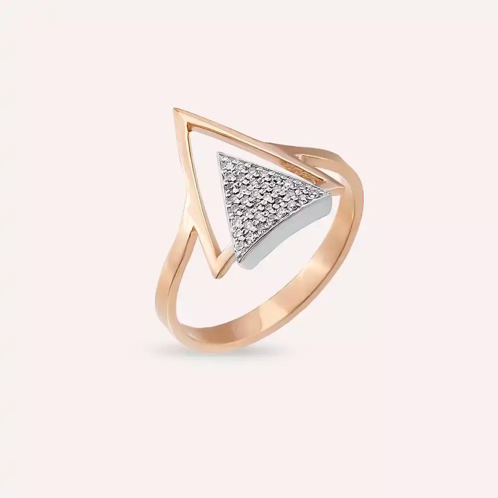 0.12 CT Pırlanta Taşlı Rose Altın Yüzük