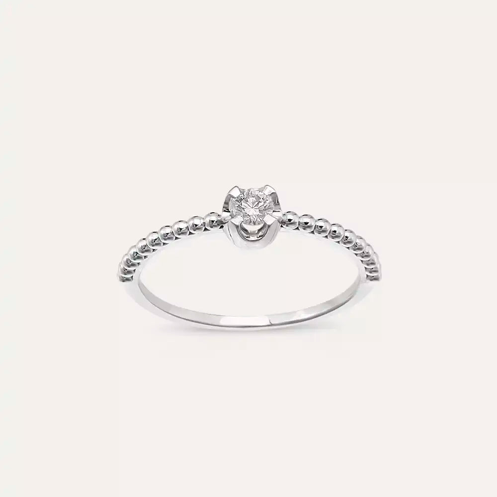 0.13 CT Tektaş Pırlanta Beyaz Altın Yüzük