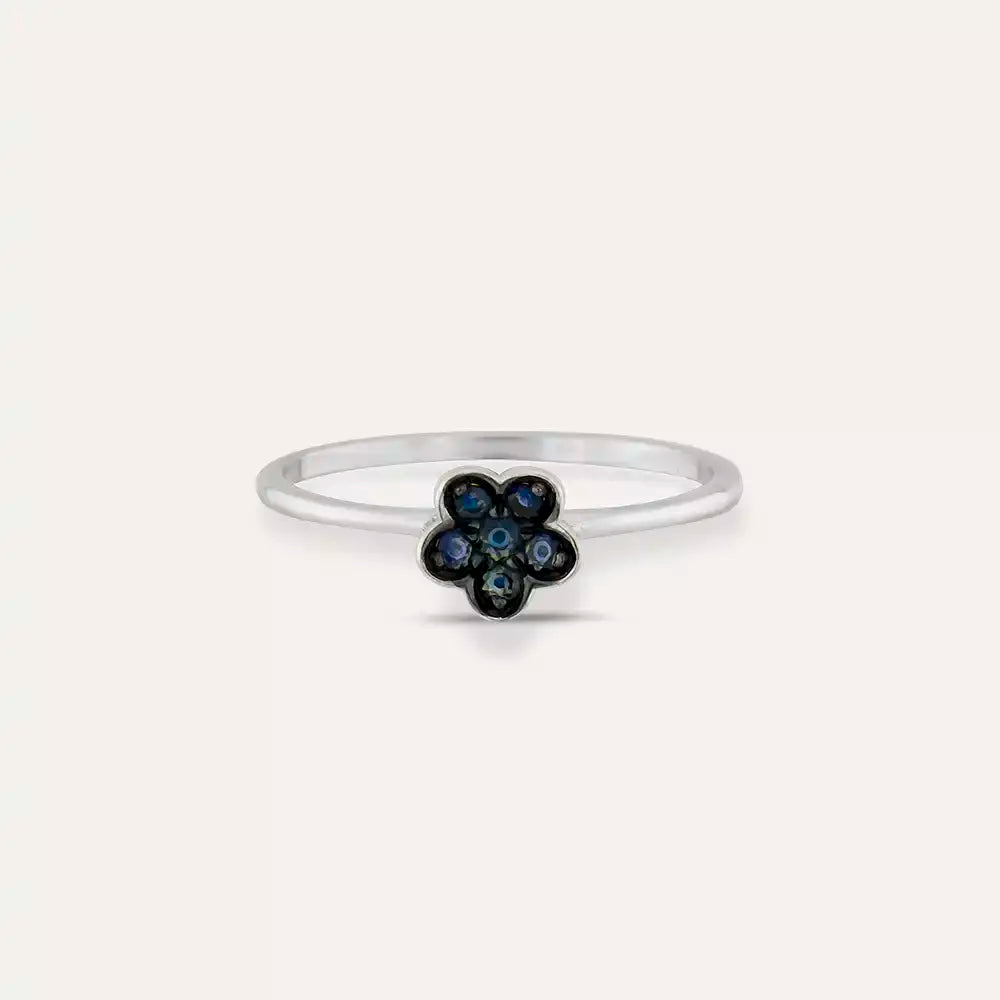 0,14 CT Siyah Pırlanta Taşlı Beyaz Altın Yüzük