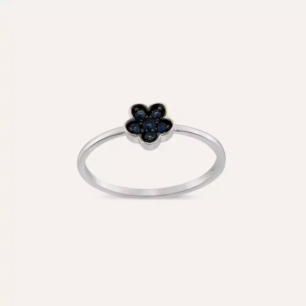 0,14 CT Siyah Pırlanta Taşlı Beyaz Altın Yüzük