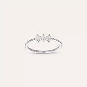 0.15 CT Baget Pırlanta Taşlı Minimal Beyaz Altın Yüzük