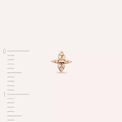 0.15 CT Baget Pırlanta Taşlı Rose Altın Tek Küpe
