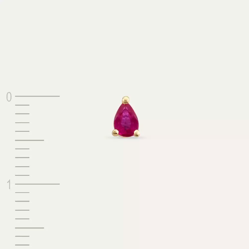 0.15 CT Damla Kesim Yakut Taşlı Sarı Altın Tek Küpe