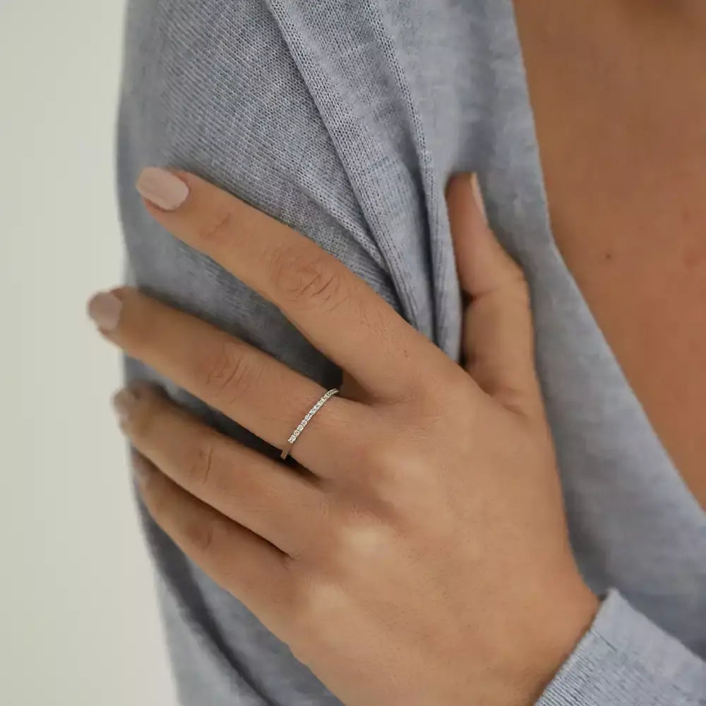 0.15 CT Pırlanta Taşlı Beyaz Altın Yüzük