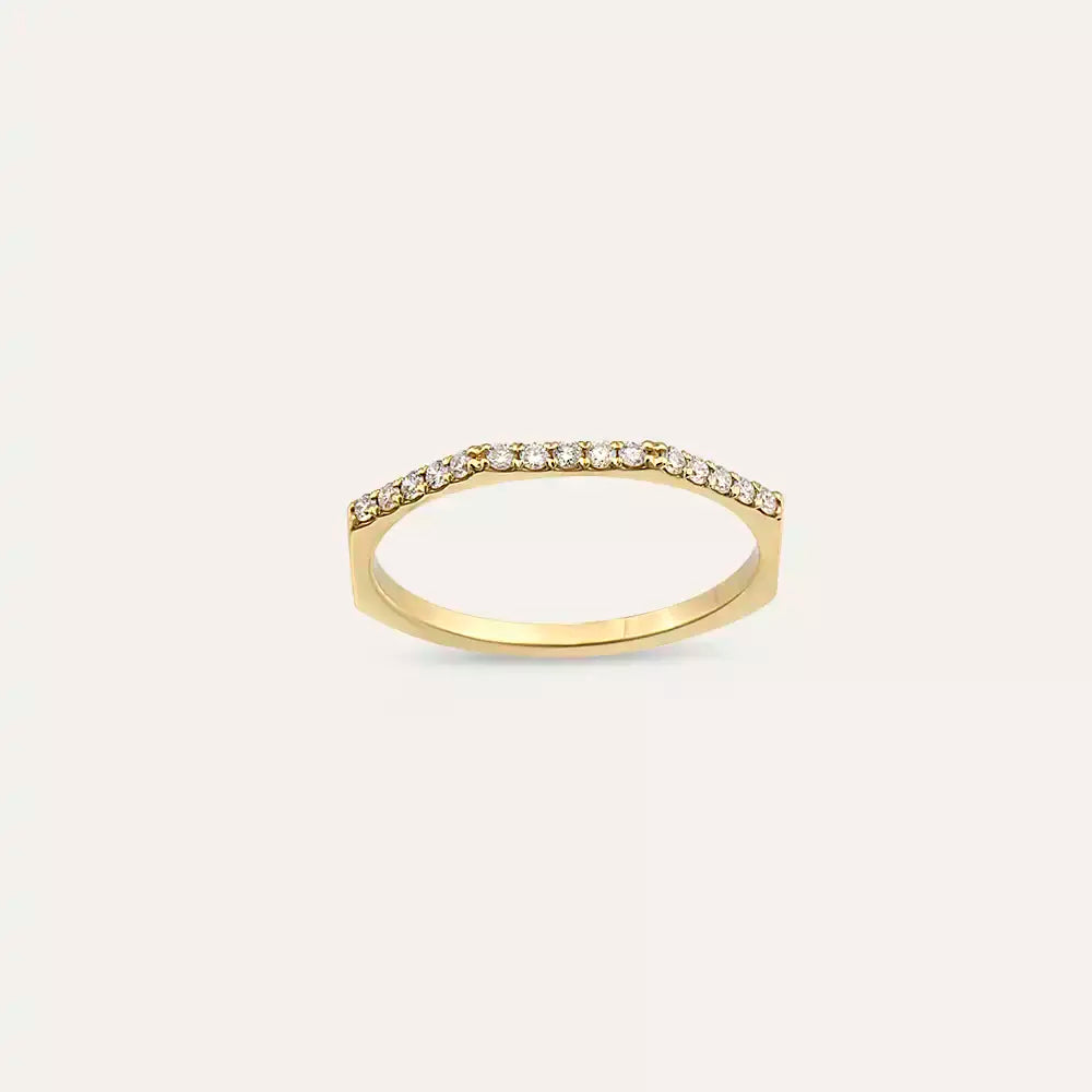 0.15 CT Pırlanta Taşlı Sarı Altın Yüzük