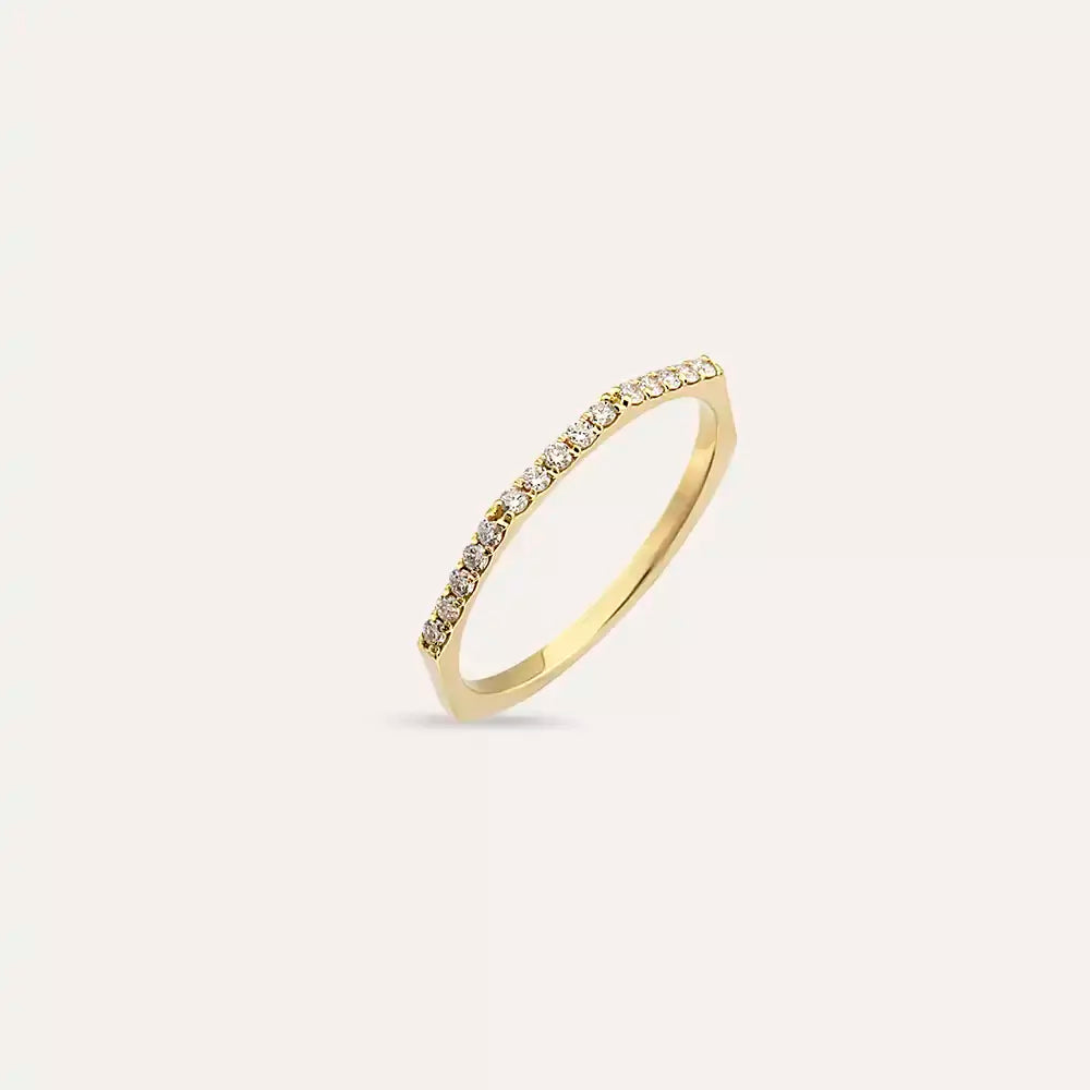 0.15 CT Pırlanta Taşlı Sarı Altın Yüzük