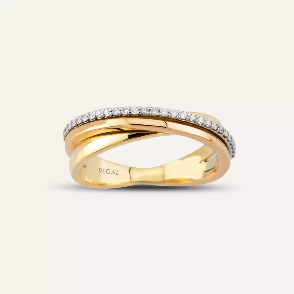 0.15 CT Pırlanta Taşlı Sarmal Alyans Yüzük