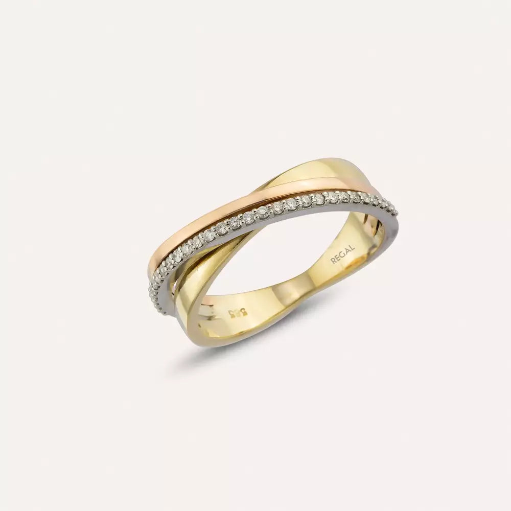 0.15 CT Pırlanta Taşlı Sarmal Alyans Yüzük