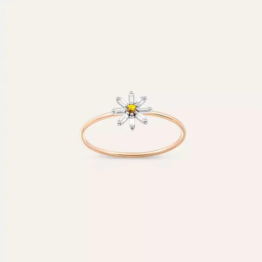 0.15 CT Safir ve Pırlanta Taşlı Rose Altın Yüzük