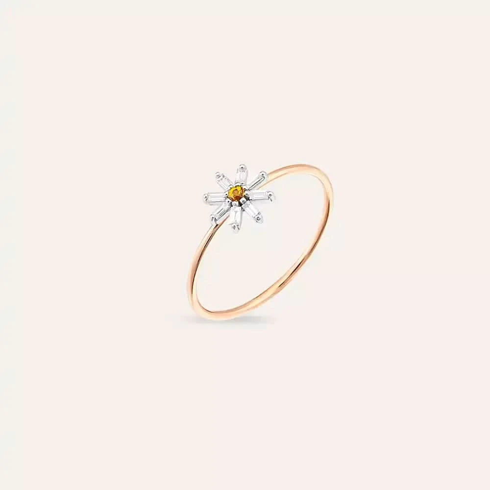 0.15 CT Safir ve Pırlanta Taşlı Rose Altın Yüzük