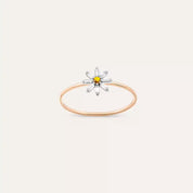 Daisy 0.15 CT Safir ve Pırlanta Taşlı Rose Altın Yüzük