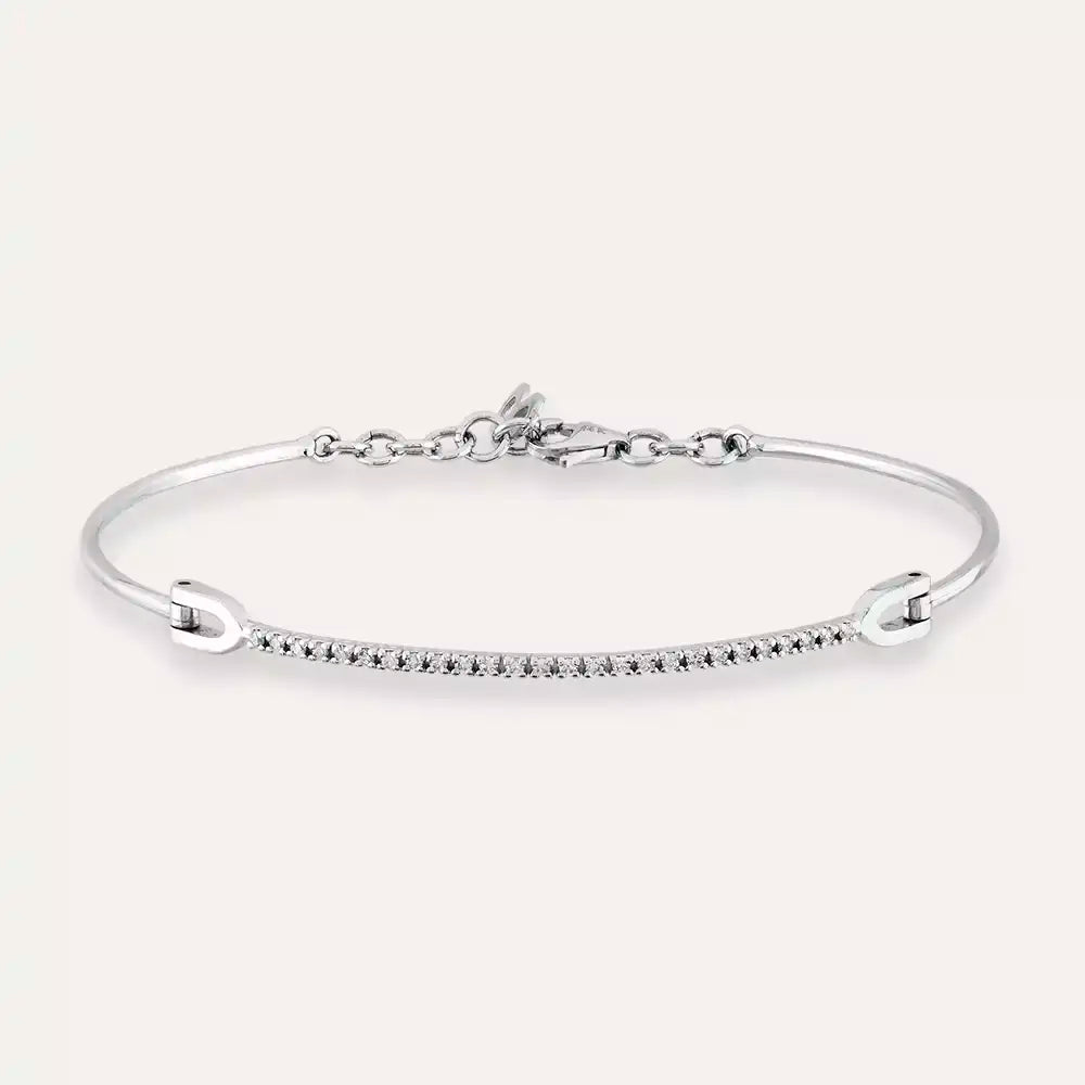 0.16 CT Pırlanta Taşlı Beyaz Altın Bileklik