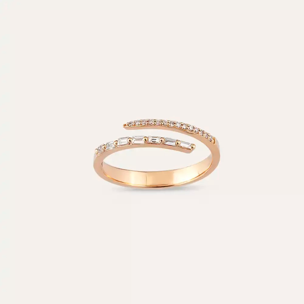 0.16 CT Pırlanta Taşlı Rose Altın Yüzük