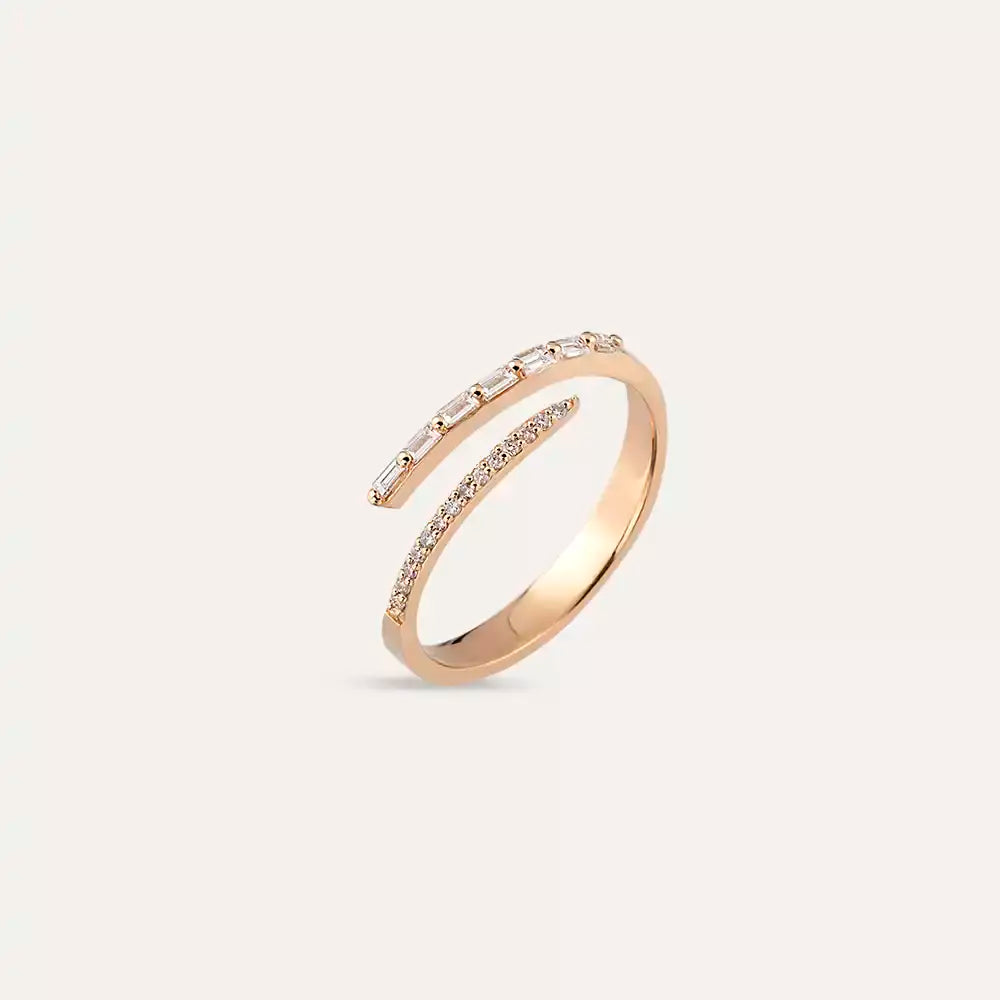 0.16 CT Pırlanta Taşlı Rose Altın Yüzük