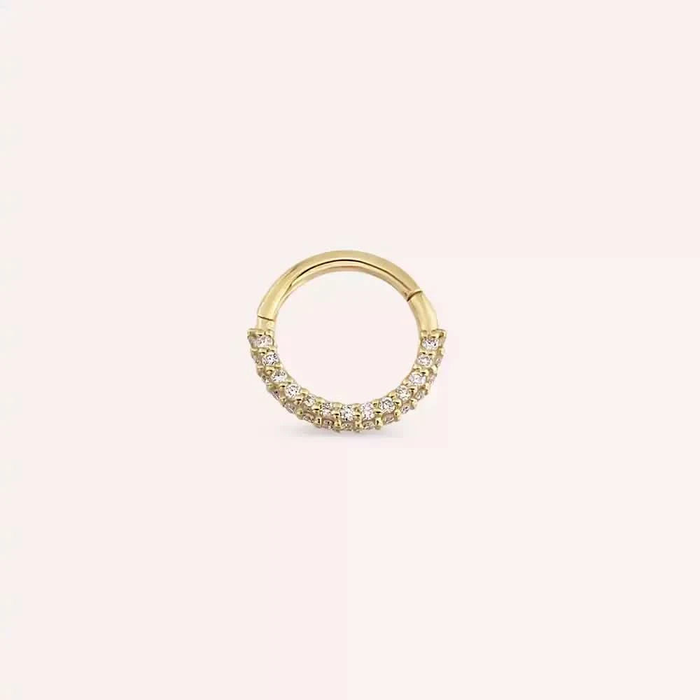 0.16 CT Pırlanta Taşlı Sarı Altın Halka Piercing