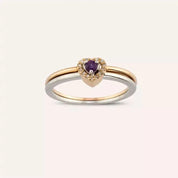 0.16 CT Purple Safir ve Pırlanta Taşlı İkili Kalp Yüzük
