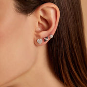 0.16 CT Siyah Pırlanta Taşlı Beyaz Altın Tek Küpe